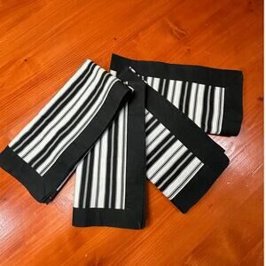 Williams-Sonoma Black and White Stripe Cotton Napkins - 20" Set of 4